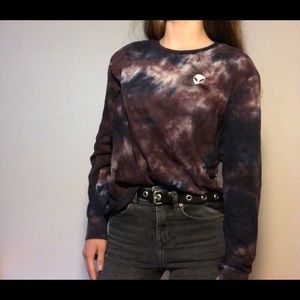 👽embroidered alien tie-dye long sleeve t-shirt👽